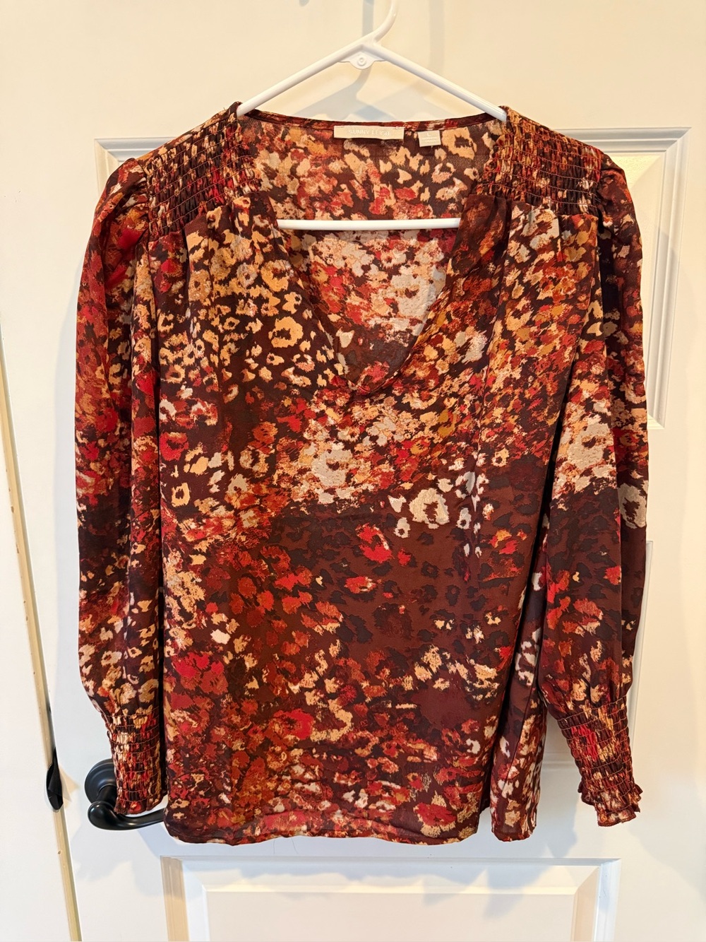 Sunny Leigh Brown Multi Floral V-Neck Long Sleeve Blouse